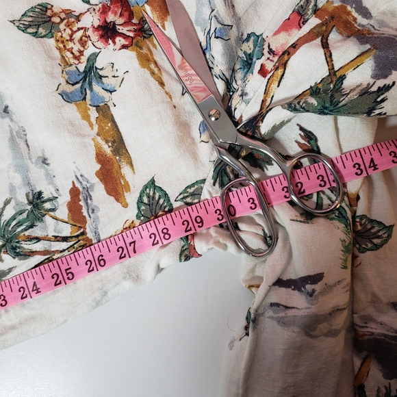 Bundle 2 Wide Leg Pants M Drawstring Elastic Hawaiian Stripes Linen Rayon T & T - Picture 4 of 12